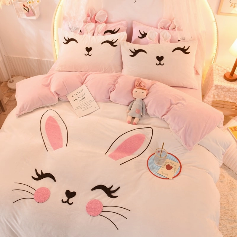 Cute Cartoon Rabbit Bed Set