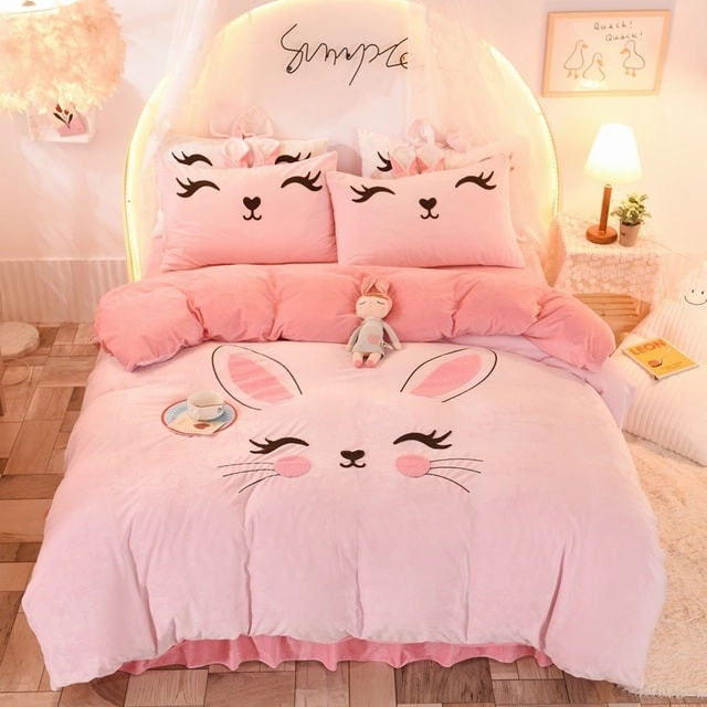 Cute Cartoon Rabbit Bed Set