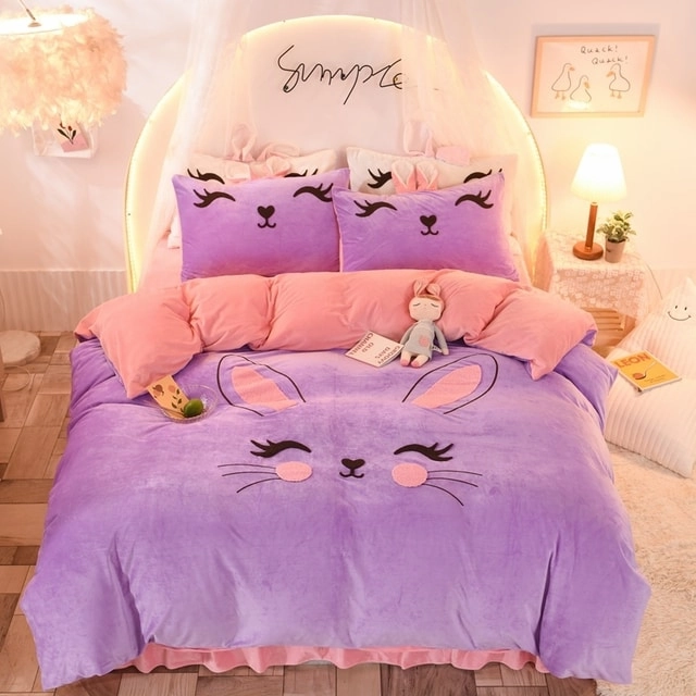 Cute Cartoon Rabbit Bed Set