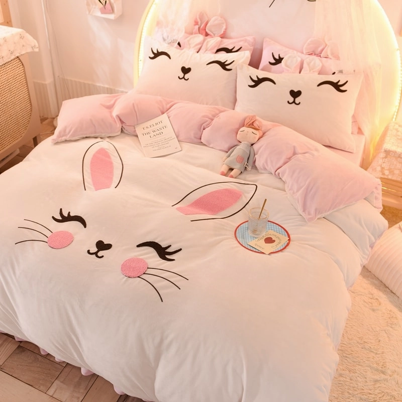 Cute Cartoon Rabbit Bed Set