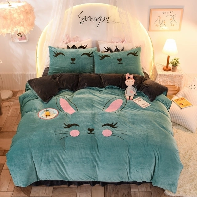 Cute Cartoon Rabbit Bed Set