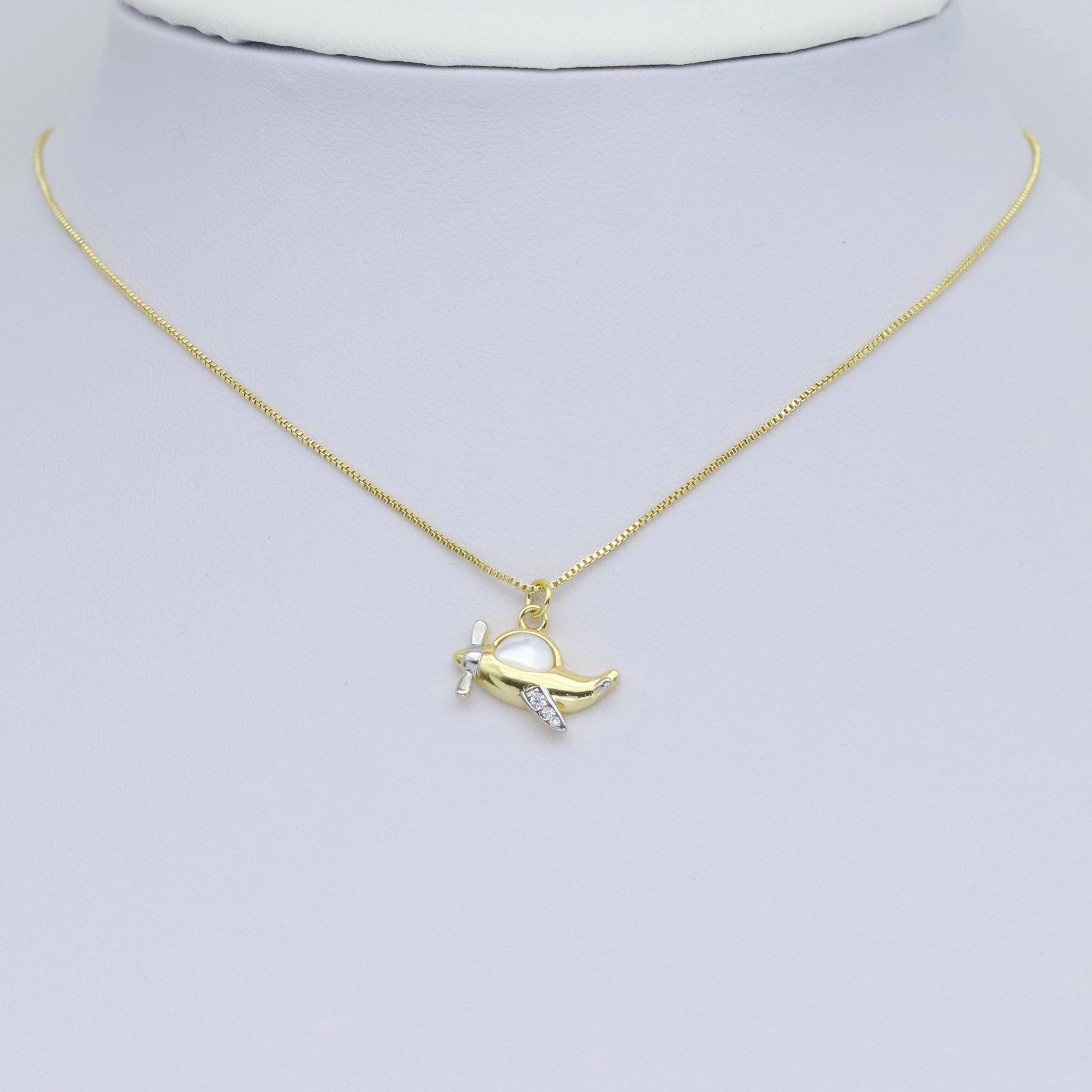 Cute Dual color Abalone Mother of Pearl Helicopter Aircraft Charm Pendant, Sku#Y977