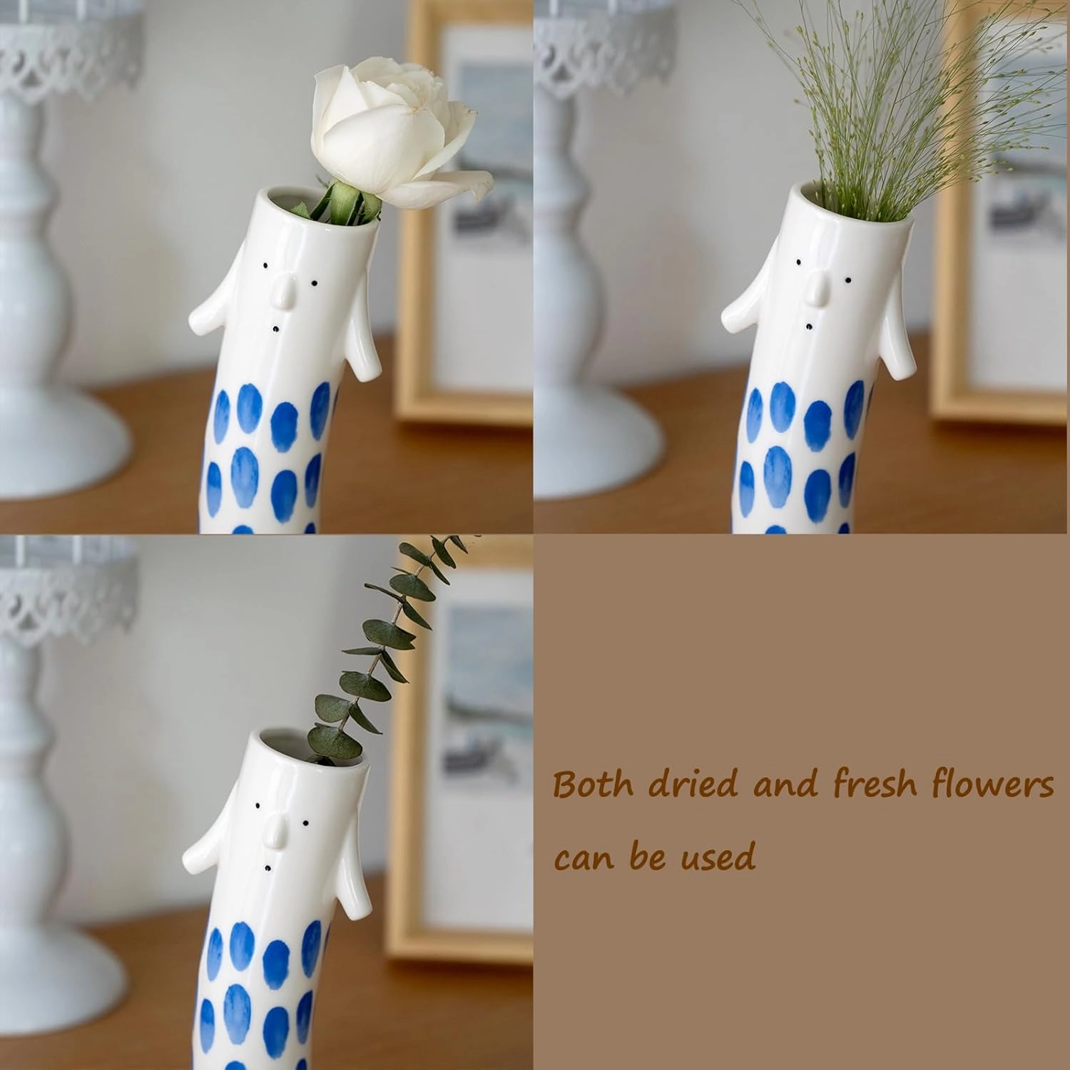 Cute Family Face Vases Set of 3 - Unique Ceramic Bud Vases for Small Flower - Fun Modern Aesthetic Decor for Home - Pretty Decorative Flower Holder for Women and Kids for Spring
