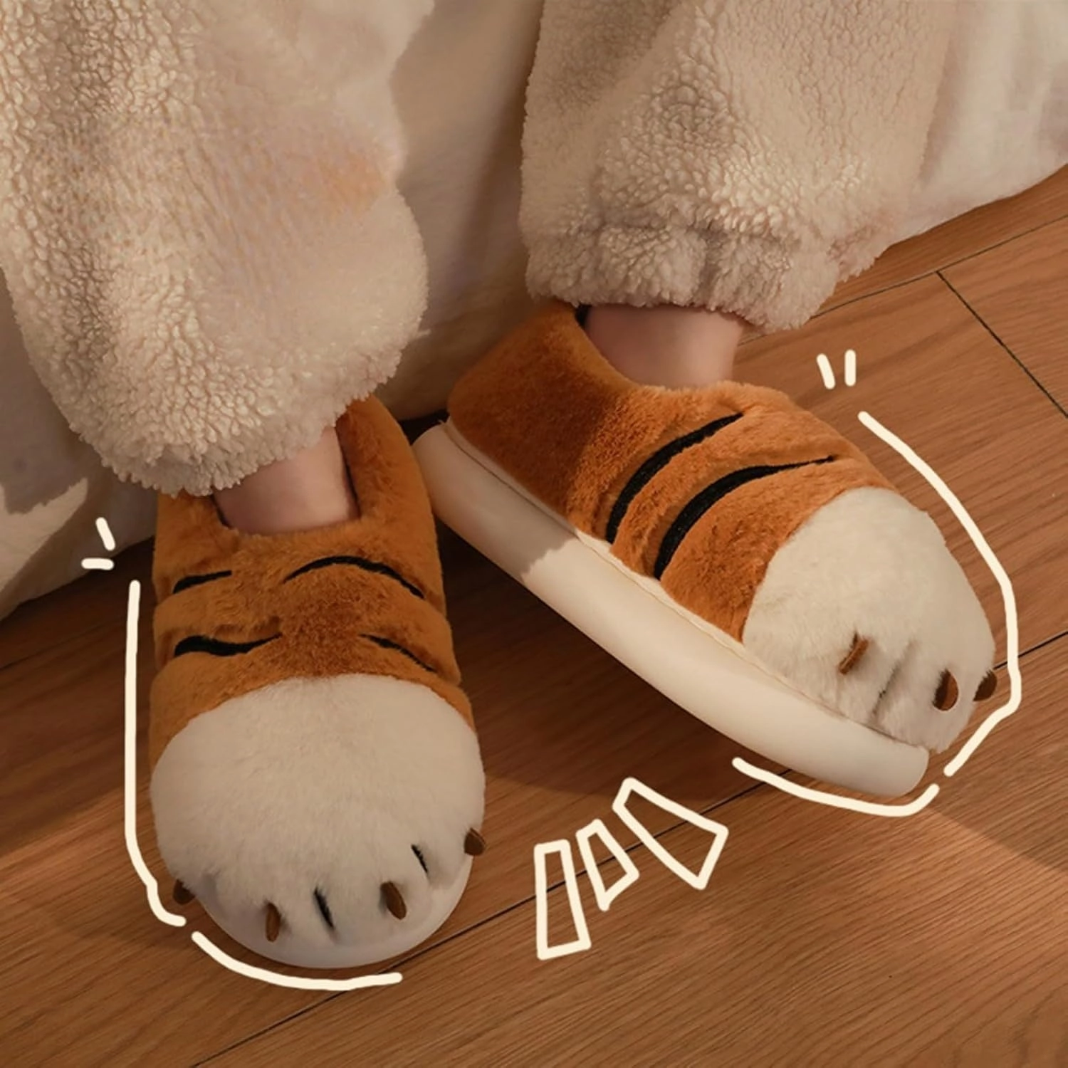 Cute Fluffy Slippers for Women Teen Girls Kawaii Animal Panda Fuzzy Furry Cozy Warm Soft Plush Fleece Comfy Home Slides Non-Slip