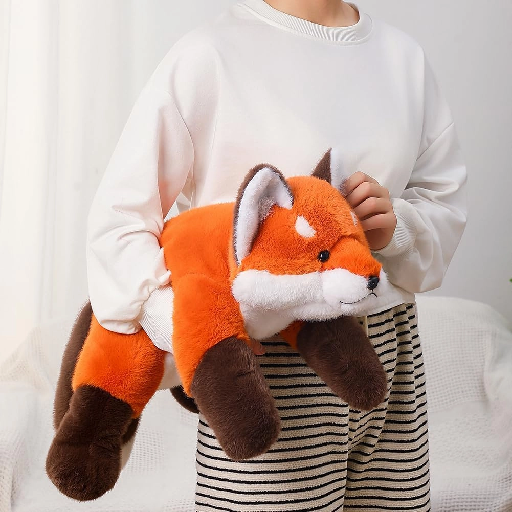 Cute Fox Plush Pillow, Kawaii Plushies Red Fox Stuffed Animals, Cuddle Foxes Plush Pillow for Kids & Girls (11.8in)