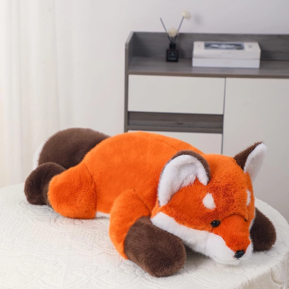 Cute Fox Plush Pillow, Kawaii Plushies Red Fox Stuffed Animals, Cuddle Foxes Plush Pillow for Kids & Girls (11.8in)