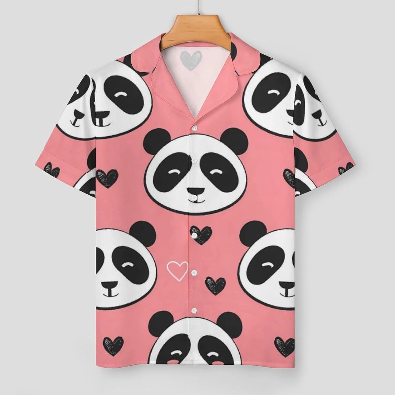 Cute Panda Women's Satin Pajama Set Short Sleeve Button Down Sleepwear Loungewear Pj Set