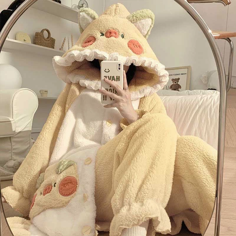 Cute Pig Hoodie Pajamas Plush