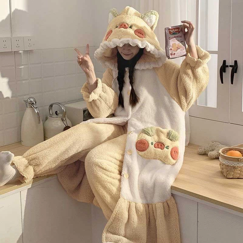 Cute Pig Hoodie Pajamas Plush