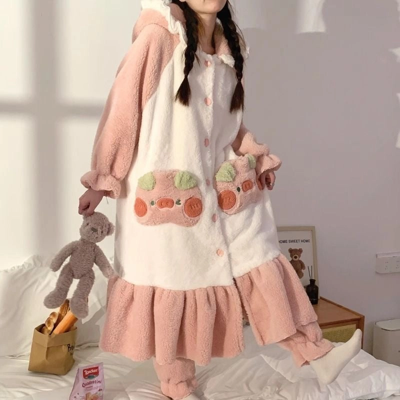 Cute Pig Hoodie Pajamas Plush