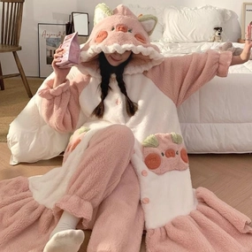 Cute Pig Hoodie Pajamas Plush