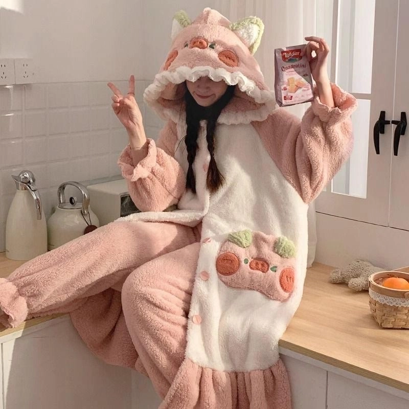 Cute Pig Hoodie Pajamas Plush