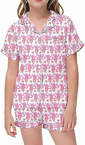 Cute Shorts Set Girls, Monkey Animal Print Shirt Tops, Cute Shorts Lounge Y2K Outfit Summer Clothes