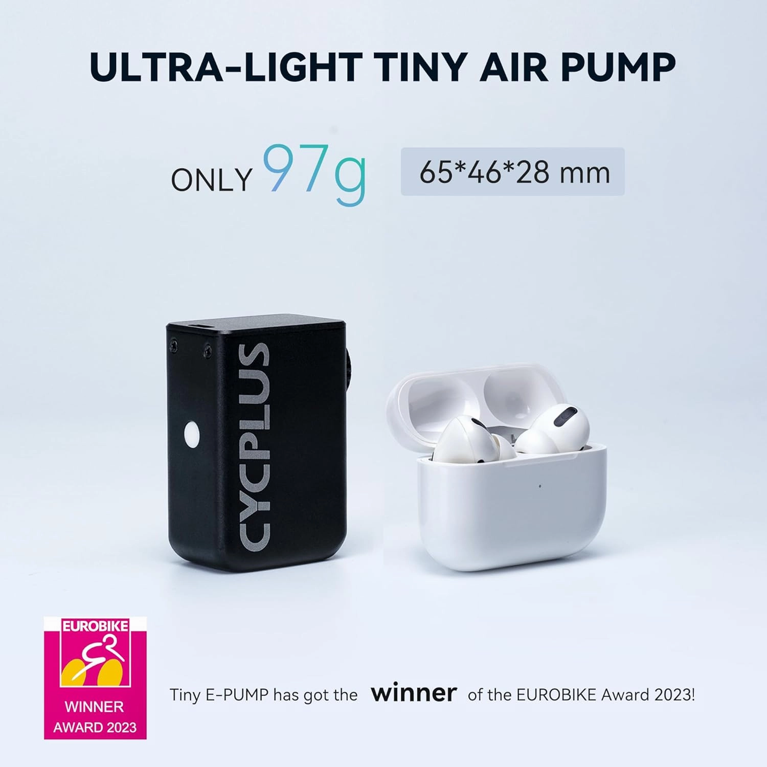 CYCPLUS Tiny Pump Bike Pump Portable Ultra-Mini 100PSI Electric Bicycle Pump Type-C Rechargeable Battery, No Pressure Display(Winner of The EUROBIKE Award 2023)