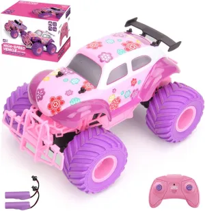 D860 RC Cars, Pink Remote Control Car for Girls, 2.4GHz Off-Road RC Truck, RC Climbing Car with 2 Batteries, Electric Toy Vehicle Birthday for Kids