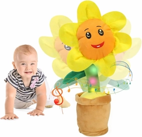 Dancing Sunflower Toy Imitating Sunflower Singing Toy for Kids Repeats What You Say Dancing and Singing Sunflower Toys for Babies Toddlers with Light Glow (Dancing Sunflower)