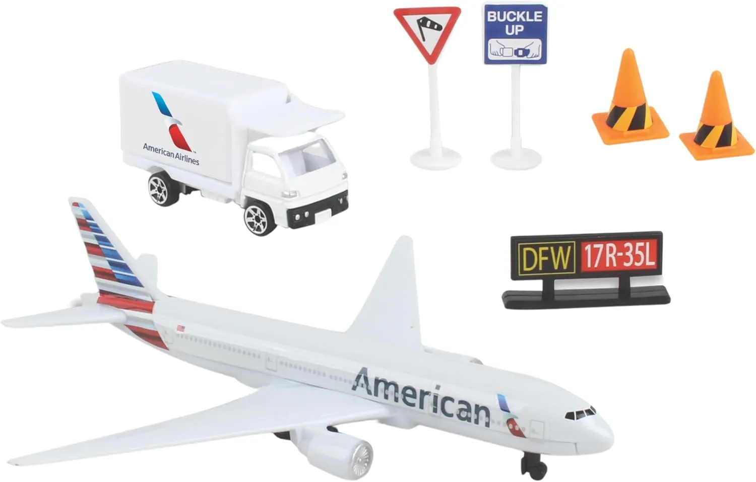 Daron American Airlines Airport Playset with Die-Cast Metal Model Airplane with Plastic Parts, Cars and Transportation Toys for Kids Ages 3 
