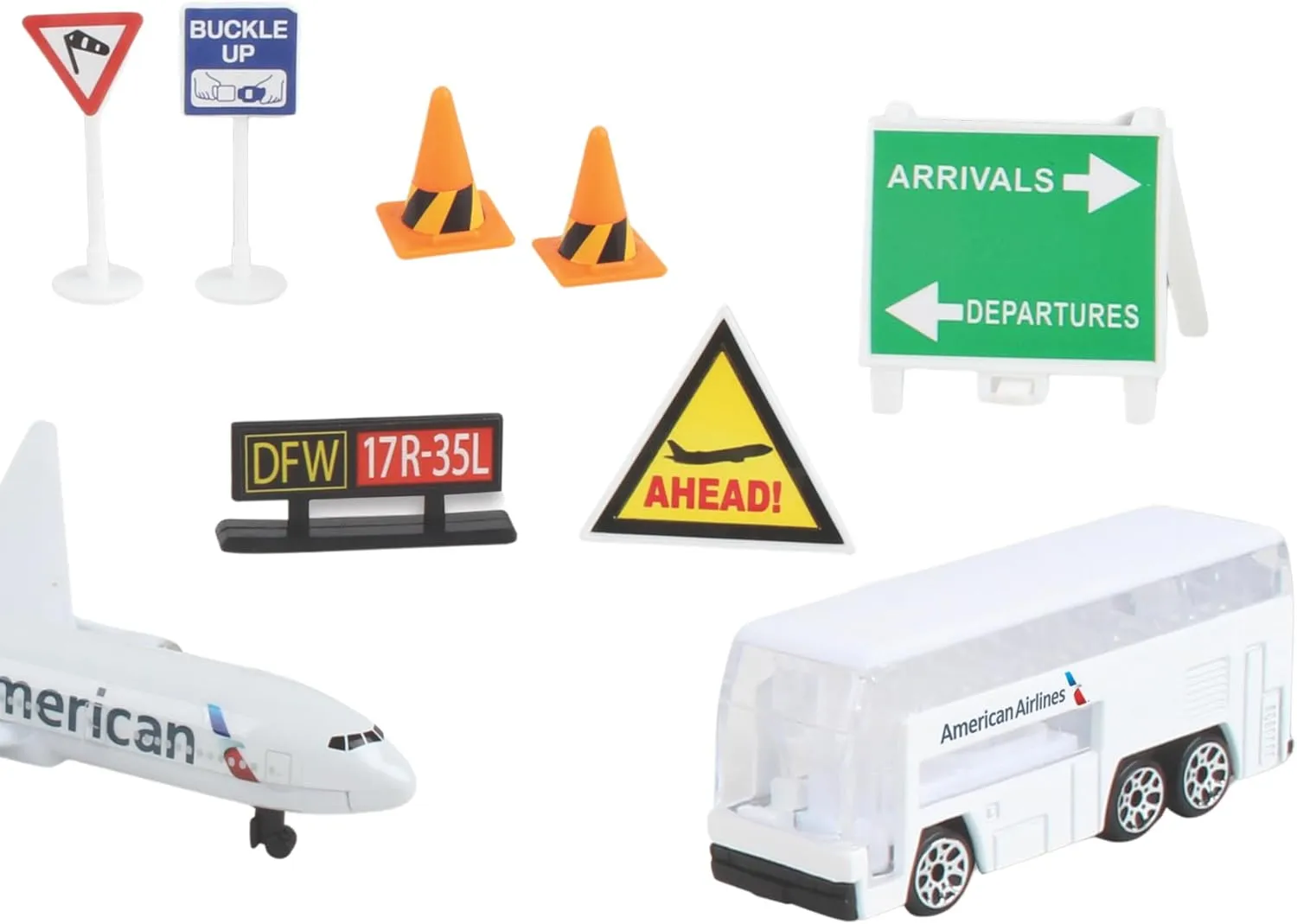 Daron American Airlines Airport Playset with Die-Cast Metal Model Airplane with Plastic Parts, Cars and Transportation Toys for Kids Ages 3 