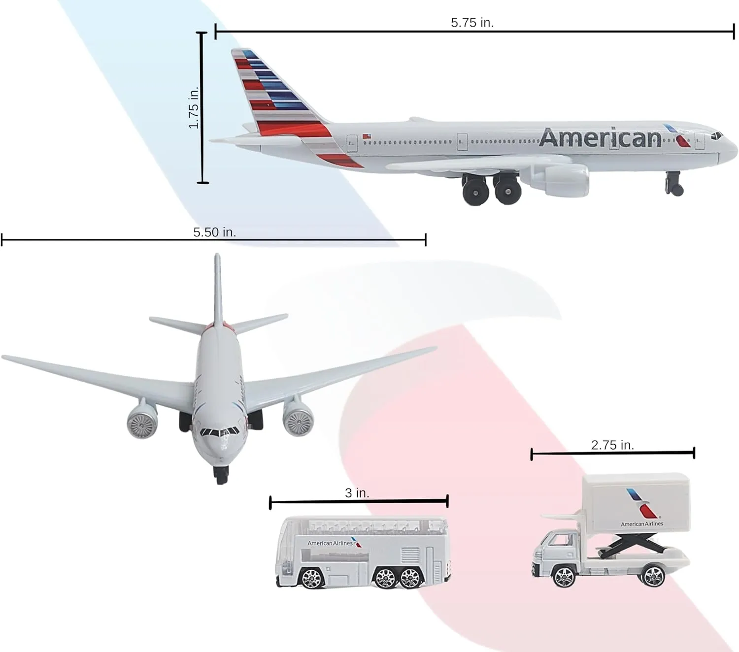 Daron American Airlines Airport Playset with Die-Cast Metal Model Airplane with Plastic Parts, Cars and Transportation Toys for Kids Ages 3 