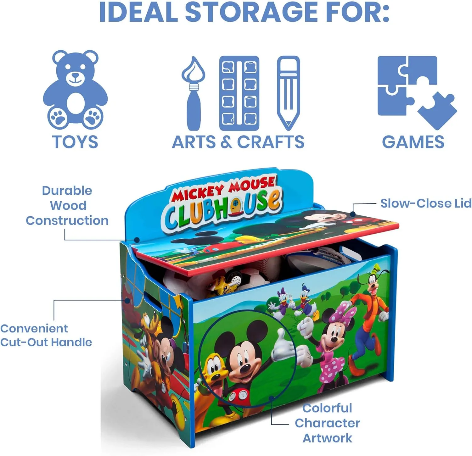 Delta Children Deluxe Toy Box, Disney Mickey Mouse