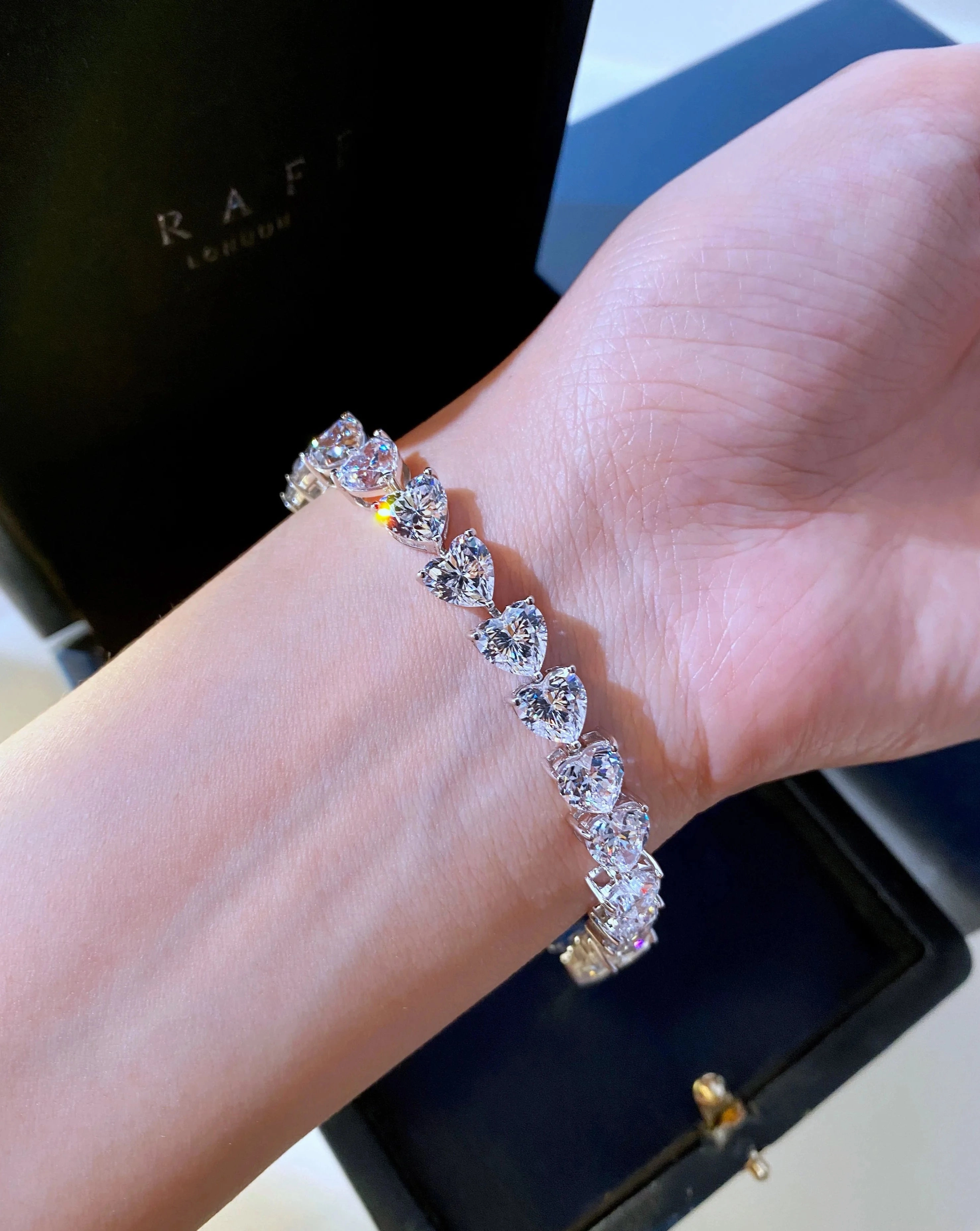 Diamond Bracelets For Women - SSBL029-Serenity - Heart Cut Charm Bracelet