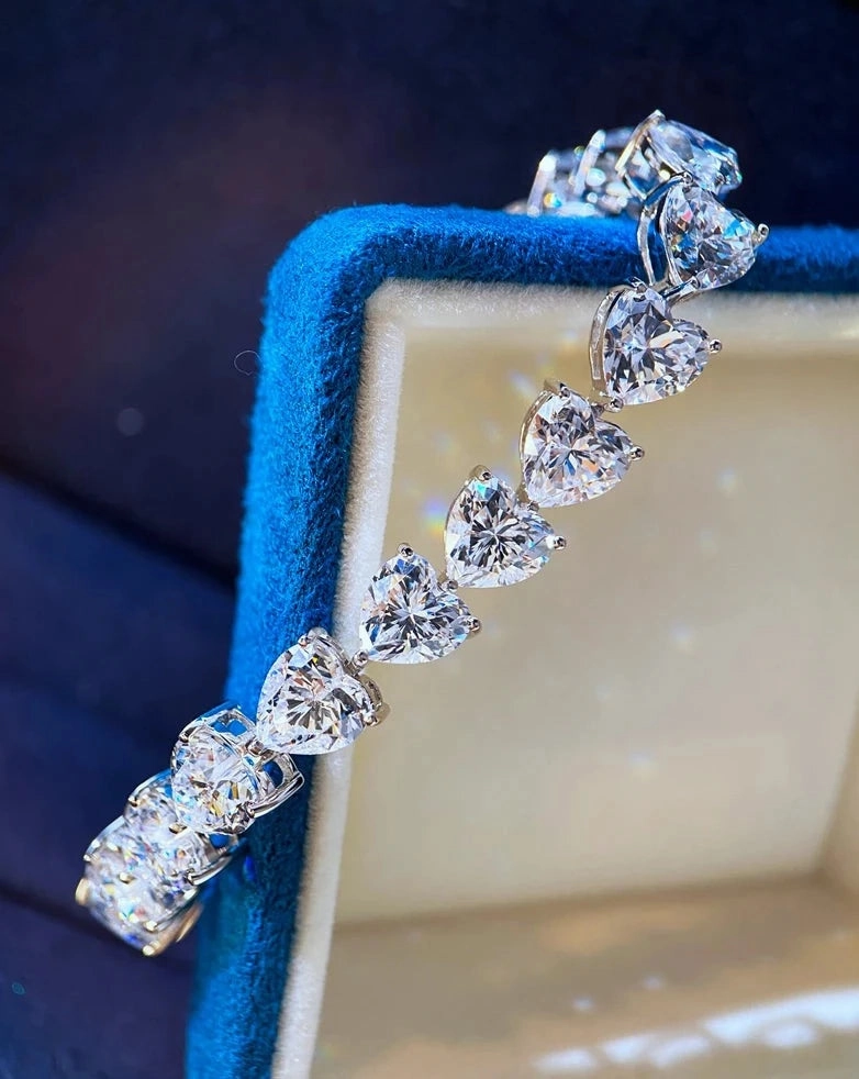 Diamond Bracelets For Women - SSBL029-Serenity - Heart Cut Charm Bracelet