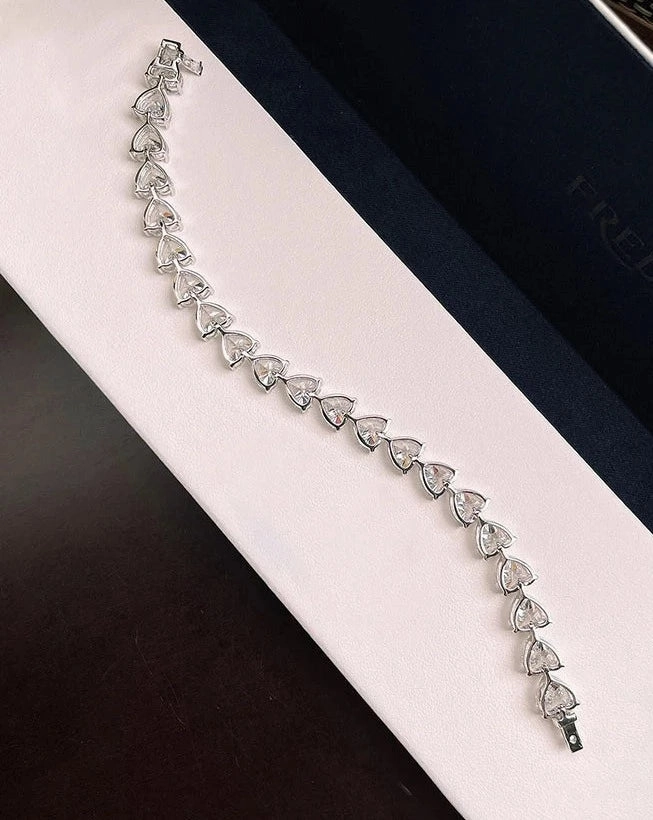 Diamond Bracelets For Women - SSBL029-Serenity - Heart Cut Charm Bracelet