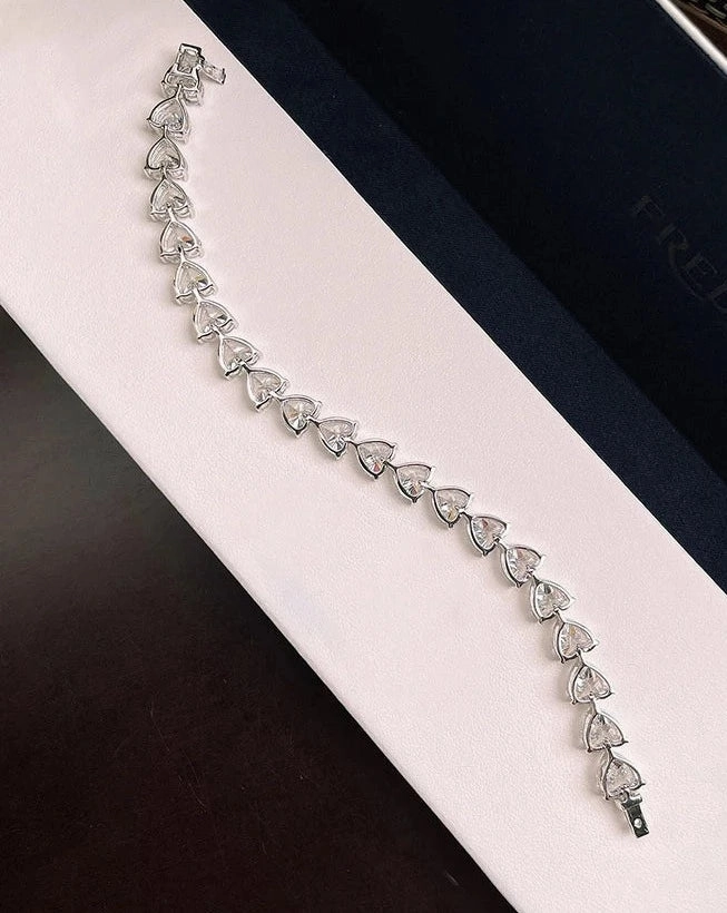 Diamond Bracelets For Women - SSBL029-Serenity - Heart Cut Charm Bracelet