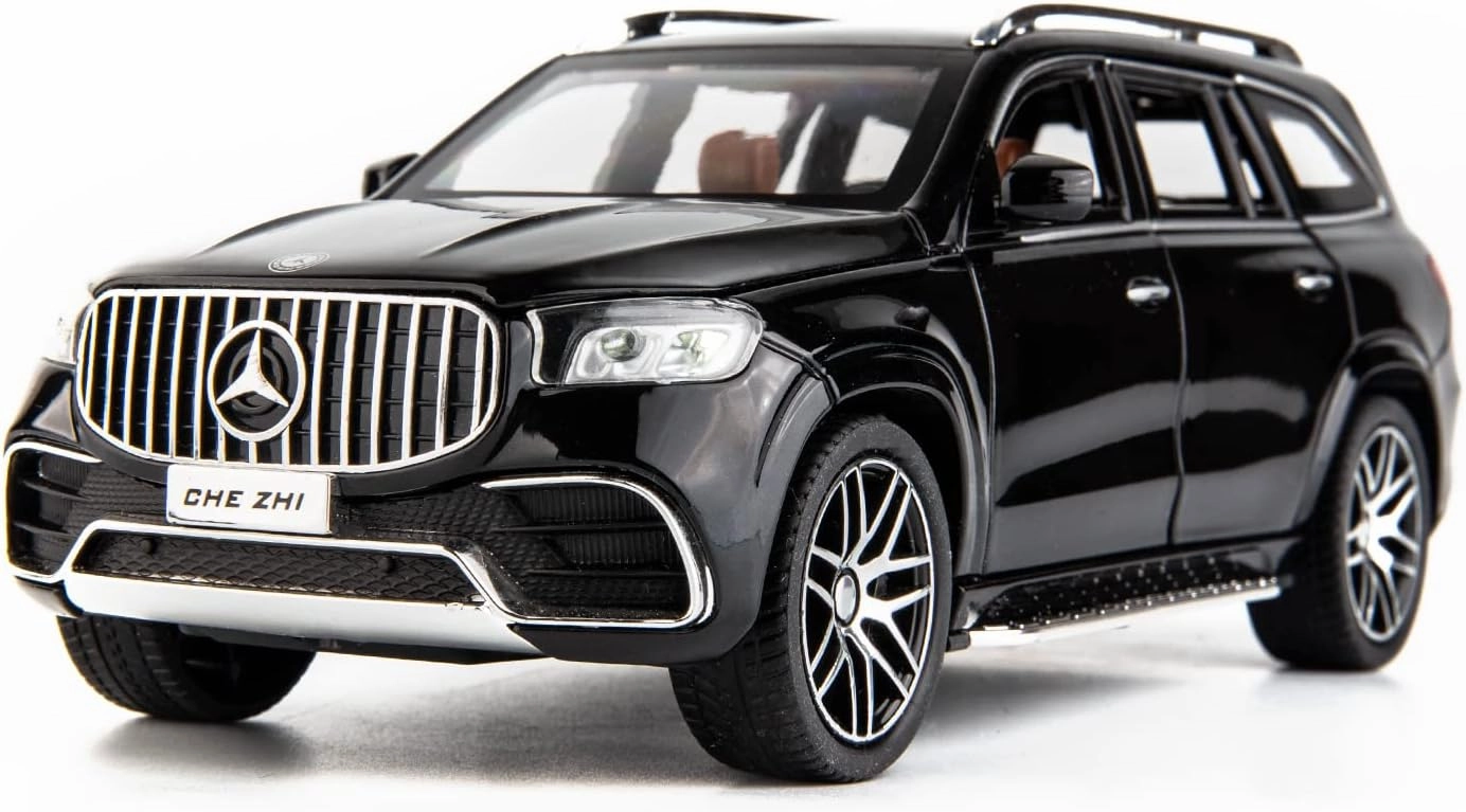 Diecast Car Model Benz GLS63 AMG 1/24 Alloy Collectible Pull Back Toy Car with Light and Sound Toy Vehicle for Adult Boys Gift(Black)