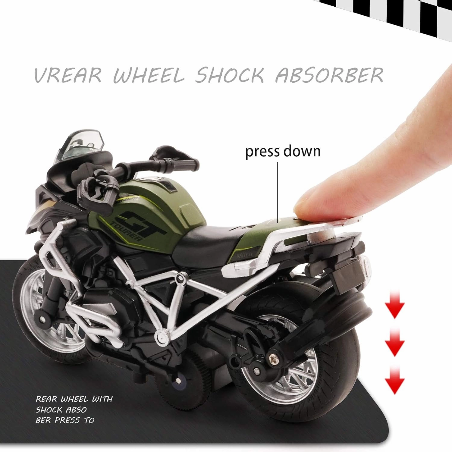 Diecast Motorcycle Toy - Pull Back Toy Cars with Sound and Light Toy,Motorcycle Toys for Boys,Toys for 3-9 Year Old Boys (White)