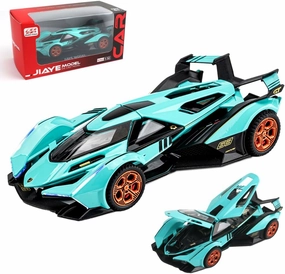 Diecast Toy Car Lambo V12 Sports Car Model,Zinc Alloy Simulation Casting Pull Back Vehicles,1:32 Scale Mini Electronic Supercar Toys with Lights and Music for Toddlers Kids Children Gift