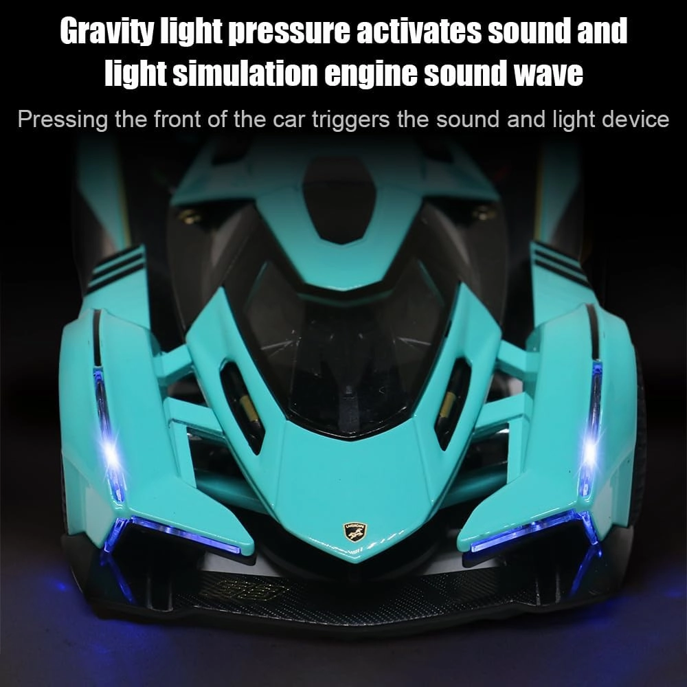 Diecast Toy Car Lambo V12 Sports Car Model,Zinc Alloy Simulation Casting Pull Back Vehicles,1:32 Scale Mini Electronic Supercar Toys with Lights and Music for Toddlers Kids Children Gift
