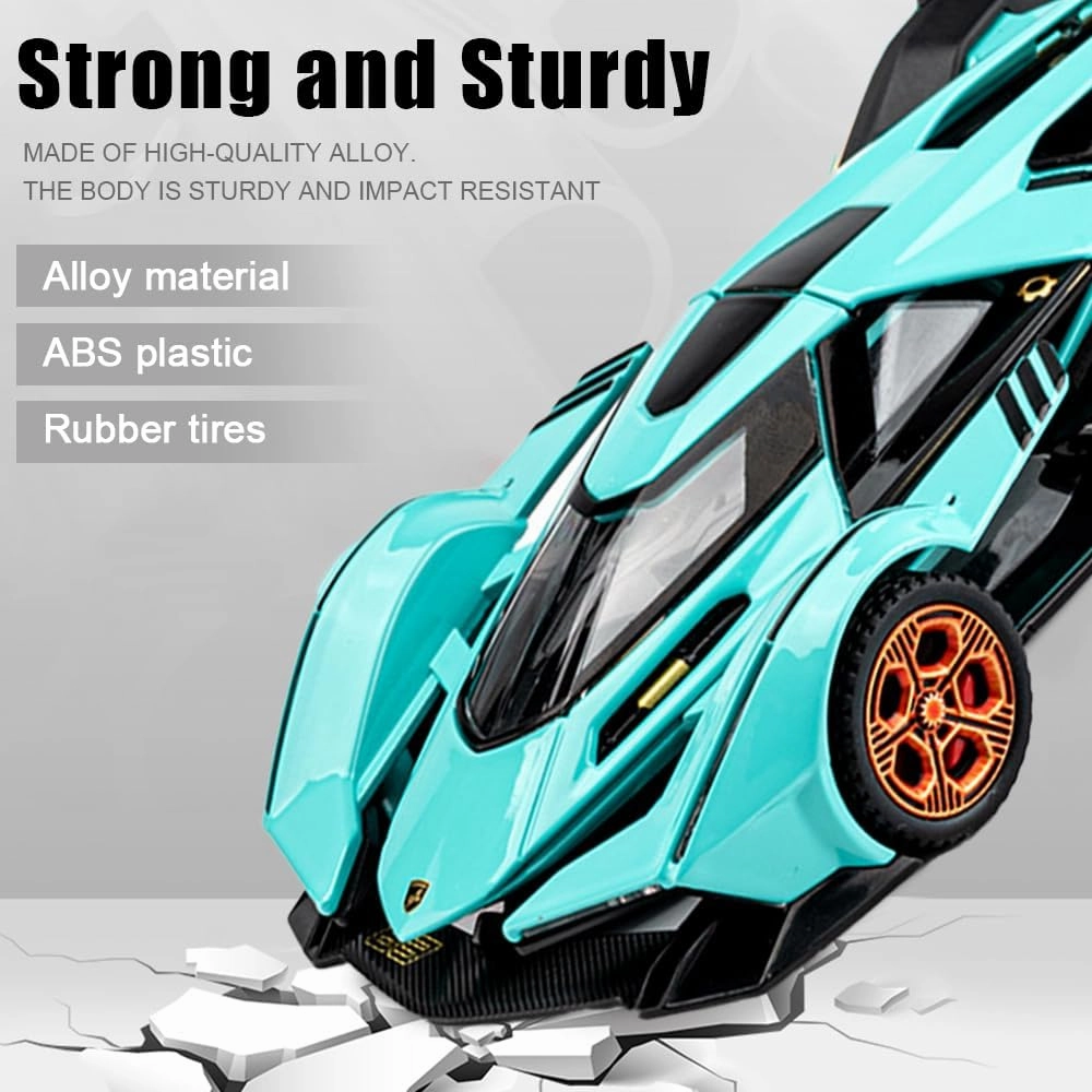 Diecast Toy Car Lambo V12 Sports Car Model,Zinc Alloy Simulation Casting Pull Back Vehicles,1:32 Scale Mini Electronic Supercar Toys with Lights and Music for Toddlers Kids Children Gift