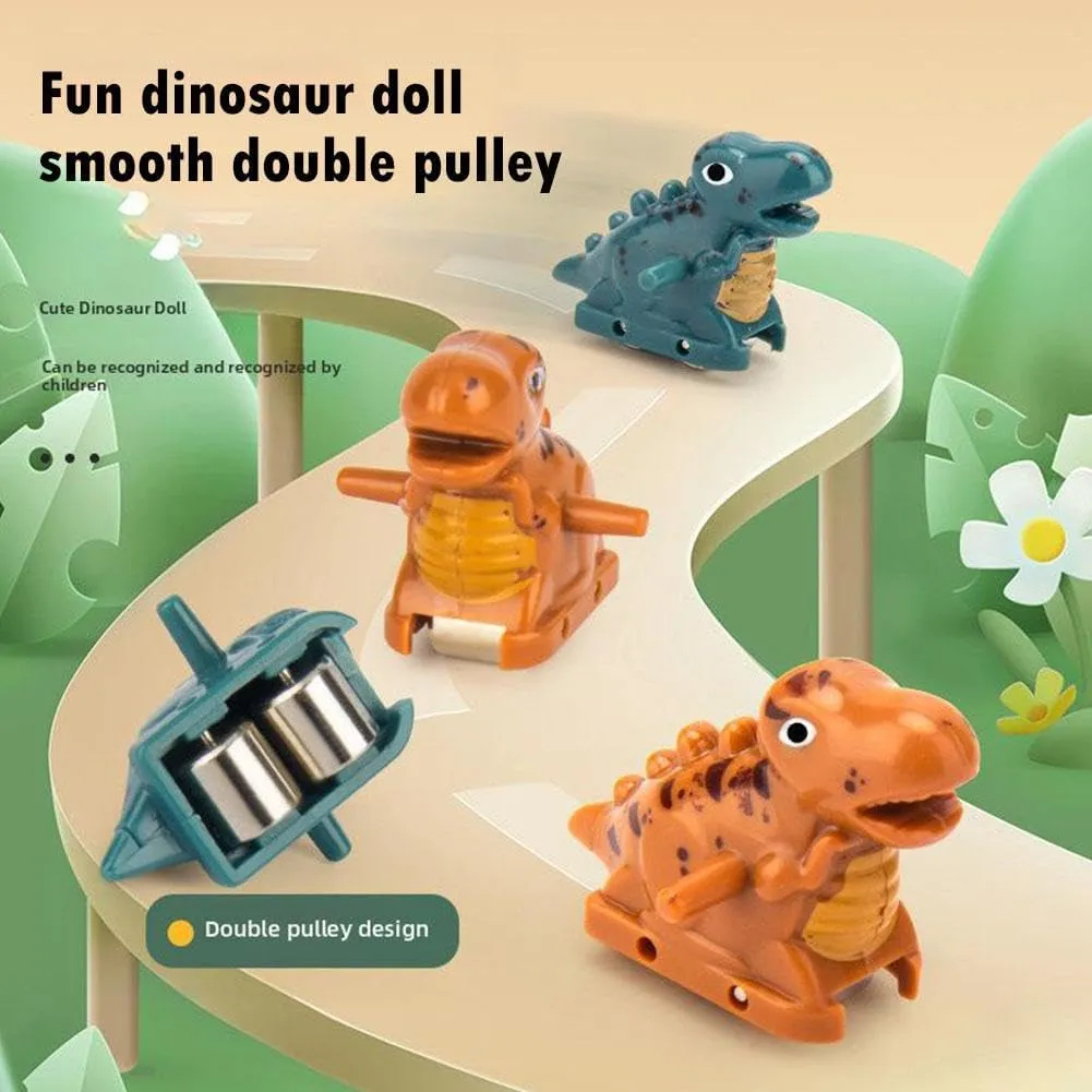 Dinosaur Climbing Slide Music Toy,Dinosaur Chasing Race Track Game Set,Electric Dinosaur Roller Coaster Toy with Lights and Music,Dinosaur Coaster Toy Educational Puzzle Playsets Gift1