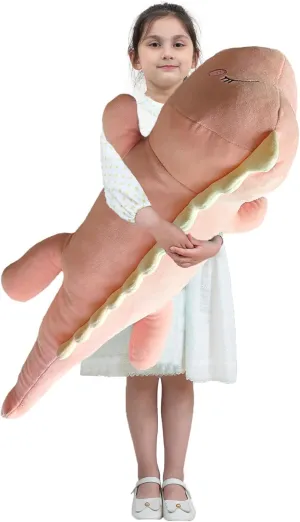 Dinosaur Plush Toy Soft Big Dino Stuffed Animals Body Pillow,Cute Long Dinosaur Plush Hugging Pillow Lumbar Back Cushion Toys Doll Gifts for Kids (Pink - Happy, 100cm/39.3inch)
