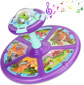 Dinosaur Sit and Spin Toys for Toddlers 18 Months  , 360° Sit n Spin with LED Lights Music Activity Toys for Boys Girls Gifts