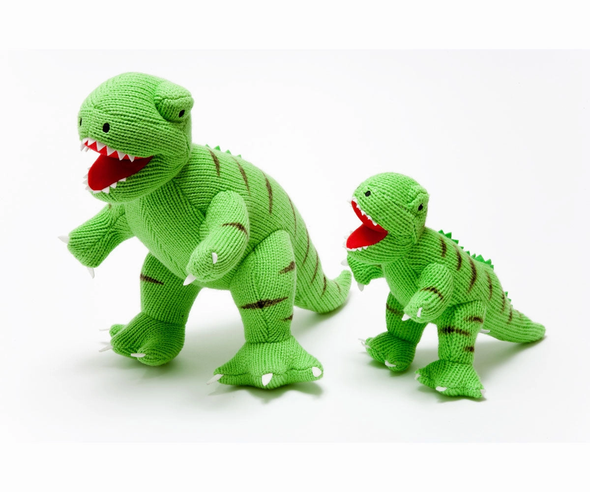 Dinosaur Soft Toy, Knitted Green T Rex Large
