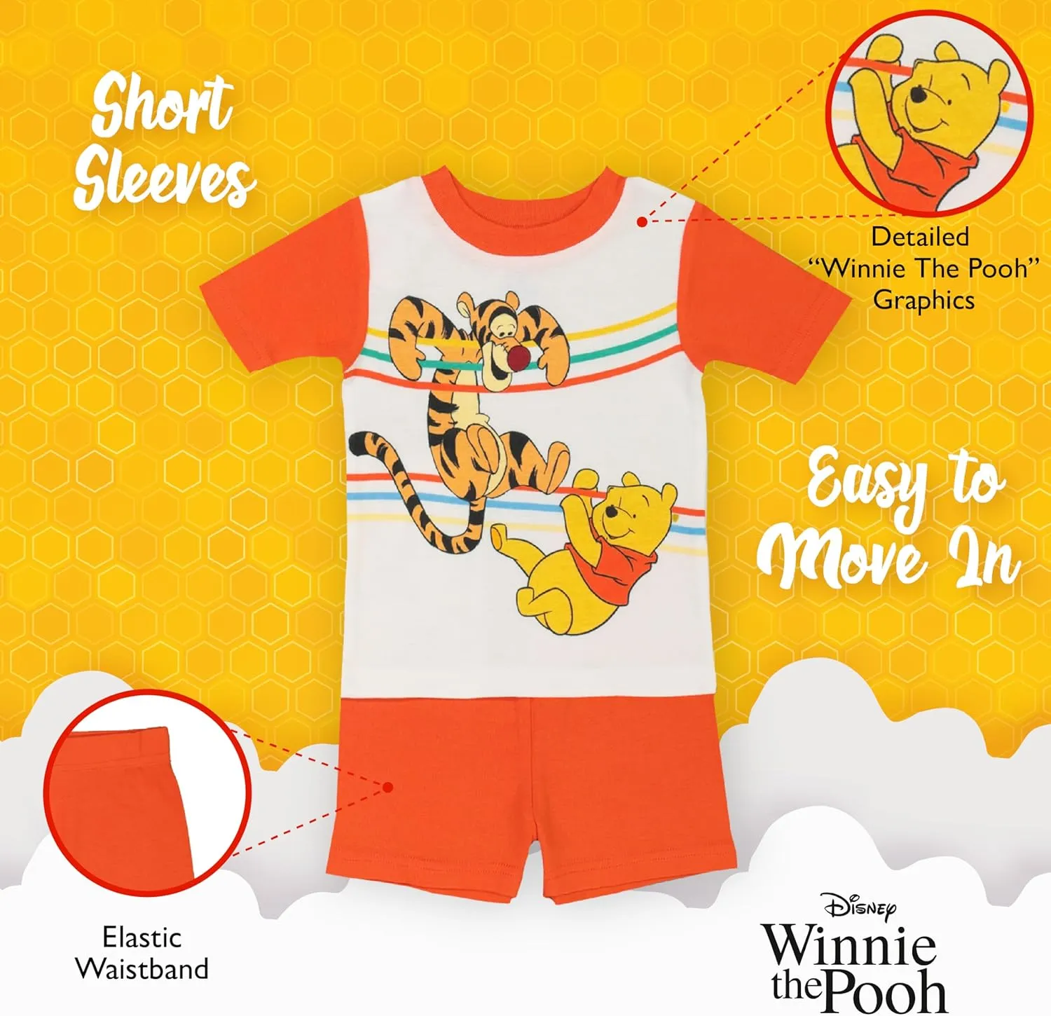 Disney Boys' 4-Piece Snug-fit Cotton Pajama Set, Soft & Cute for Kids