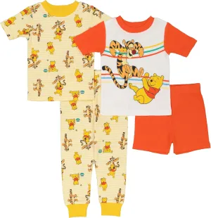 Disney Boys' 4-Piece Snug-fit Cotton Pajama Set, Soft & Cute for Kids