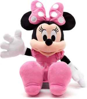 Disney Store Official Minnie Mouse Plush, Pink, 18 Inches, Mickey and Friends, Iconic Cuddly Toy Character in Pink Polka Dot Dress and Bow with Embroidered Features, for All Ages, Toy Figure