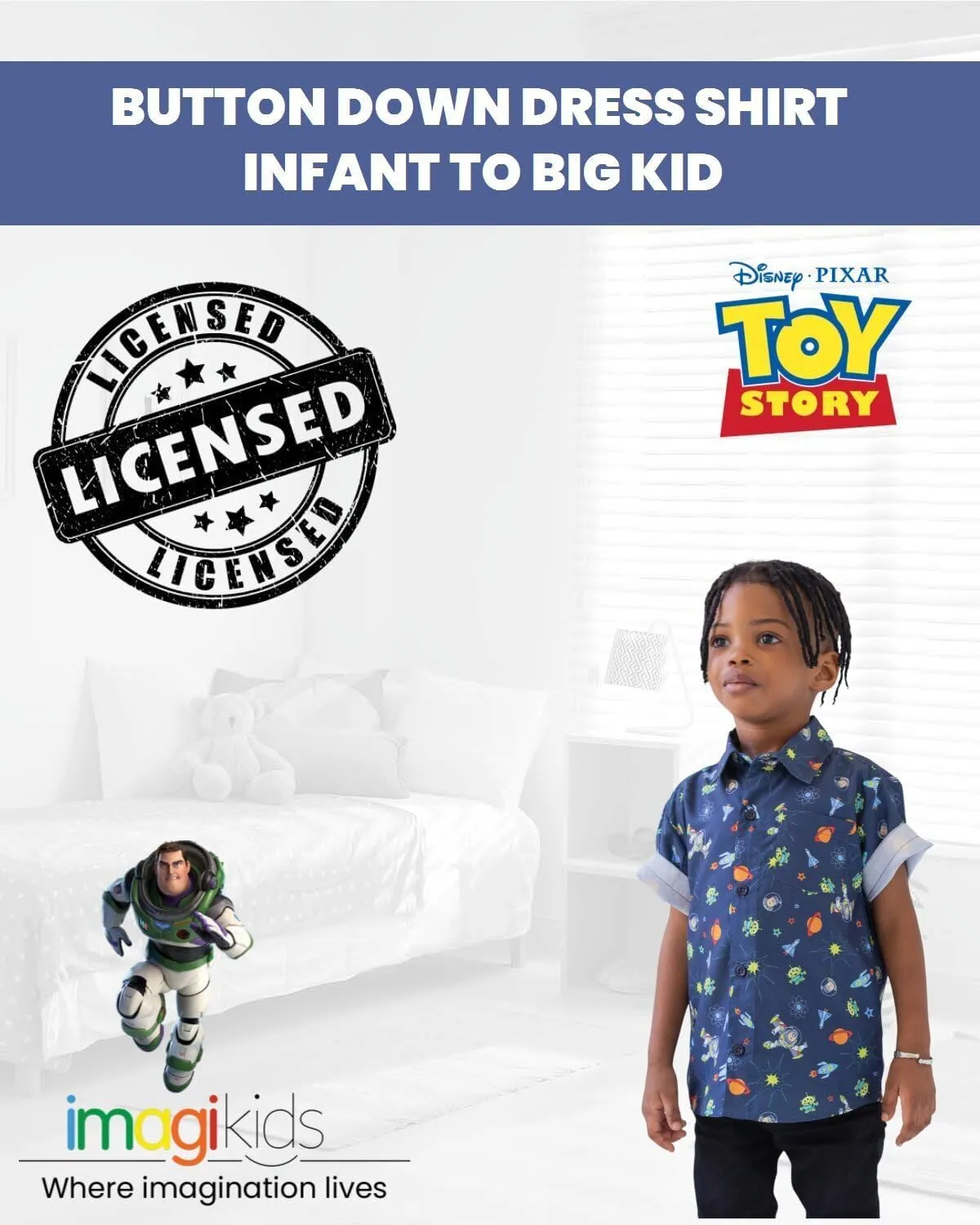 Disney Toy Story Mickey Mouse Cars Nightmare Before Christmas Button Down Shirt Toddler to Big Kid