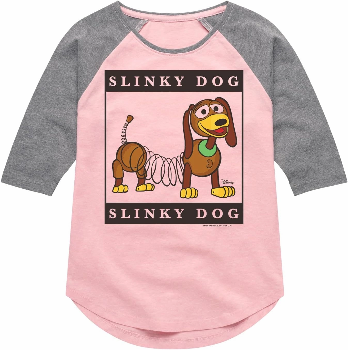 Disney - Toy Story 4 - Type Block Slinky - Toddler & Youth Girls Raglan Graphic T-Shirt