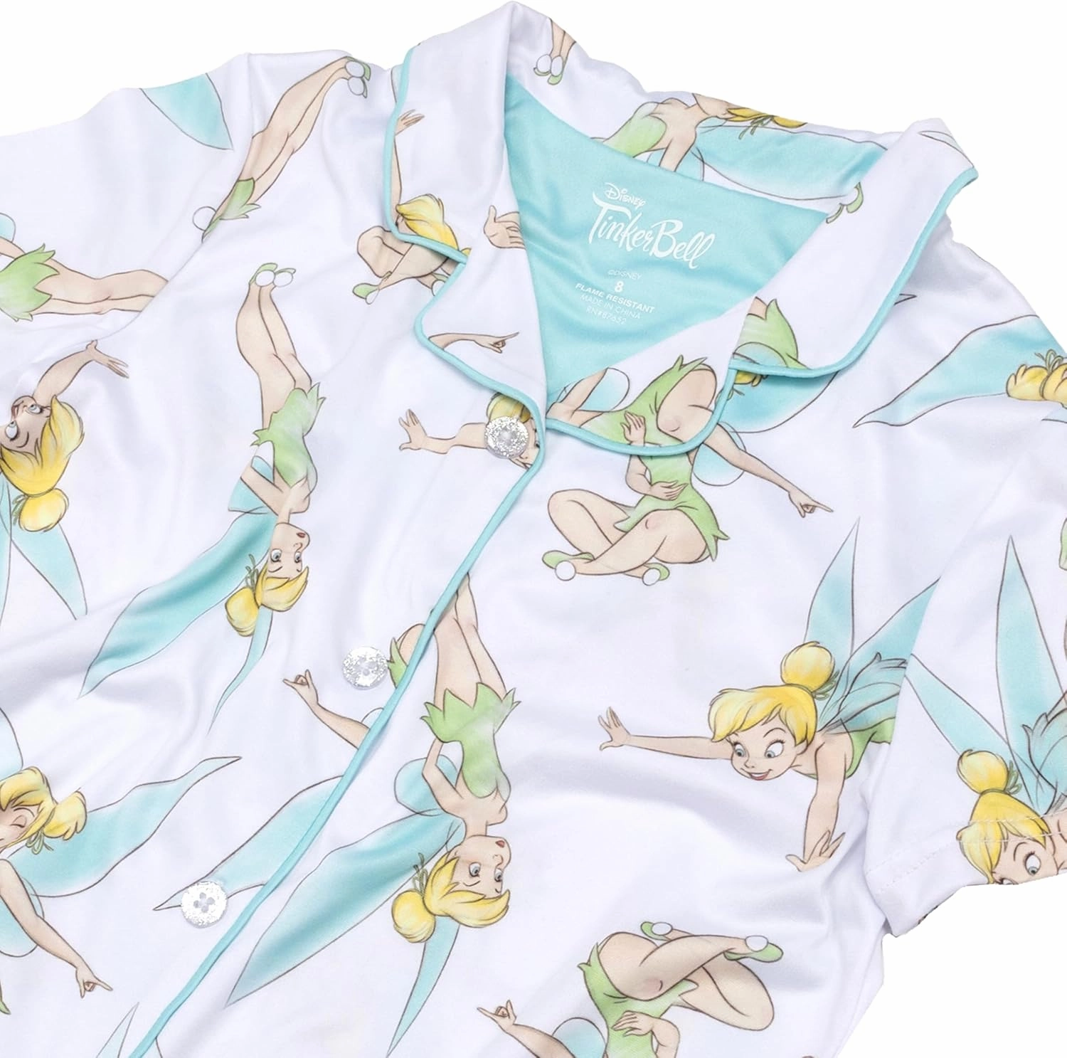 Disney Girls' 2-Piece Loose-fit Button Down Pajama Set, Soft & Cute for Kids