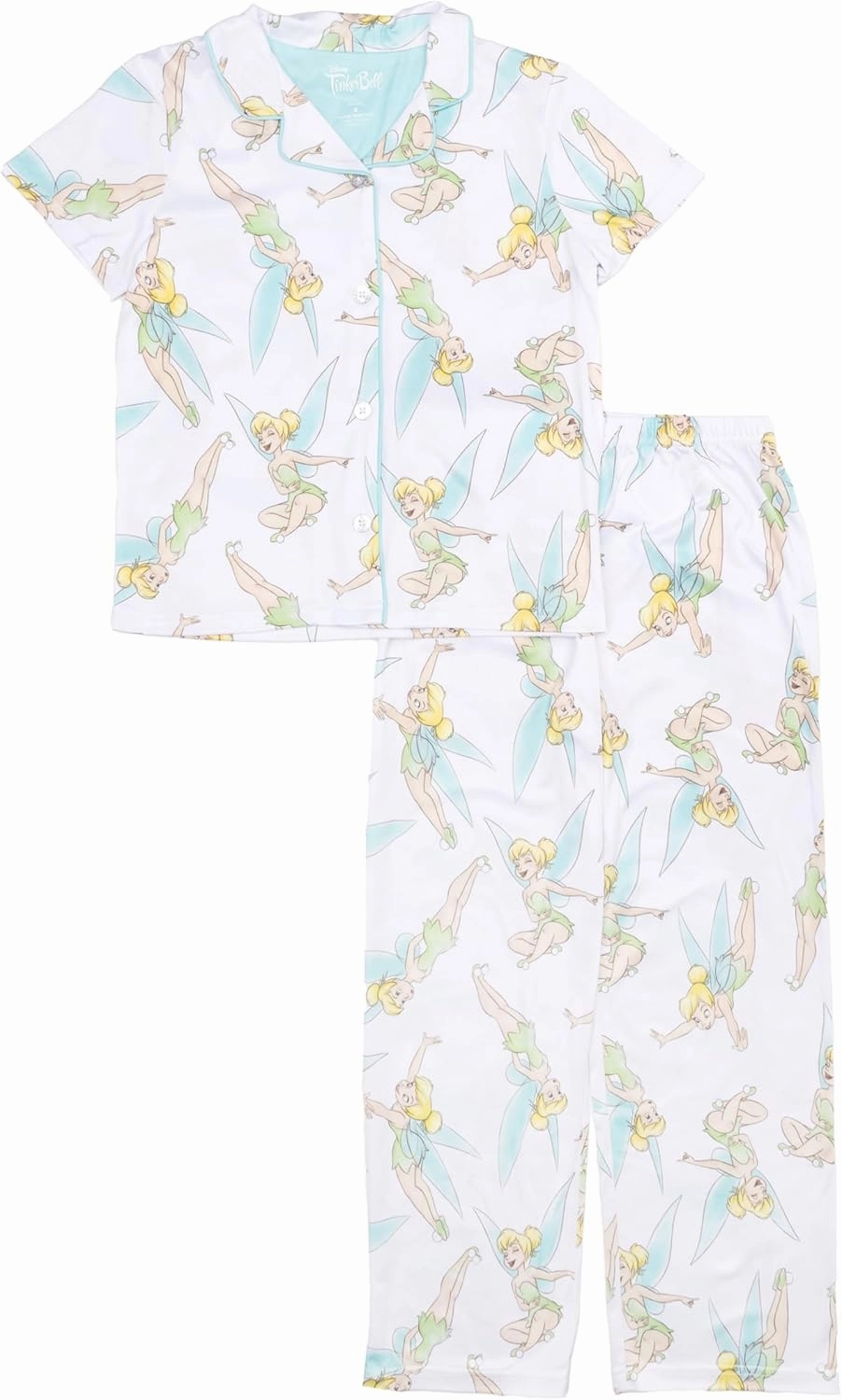 Disney Girls' 2-Piece Loose-fit Button Down Pajama Set, Soft & Cute for Kids