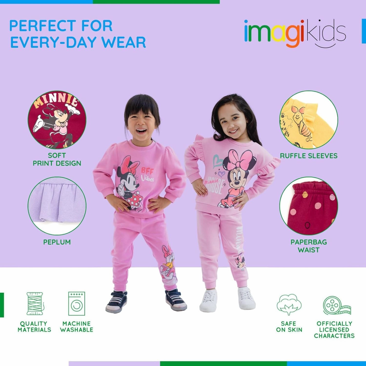 Disney Girls Fleece Sweatshirt and Jogger Pants Outfit Set Newborn to Big Kid Sizes (Newborn - 14-16)