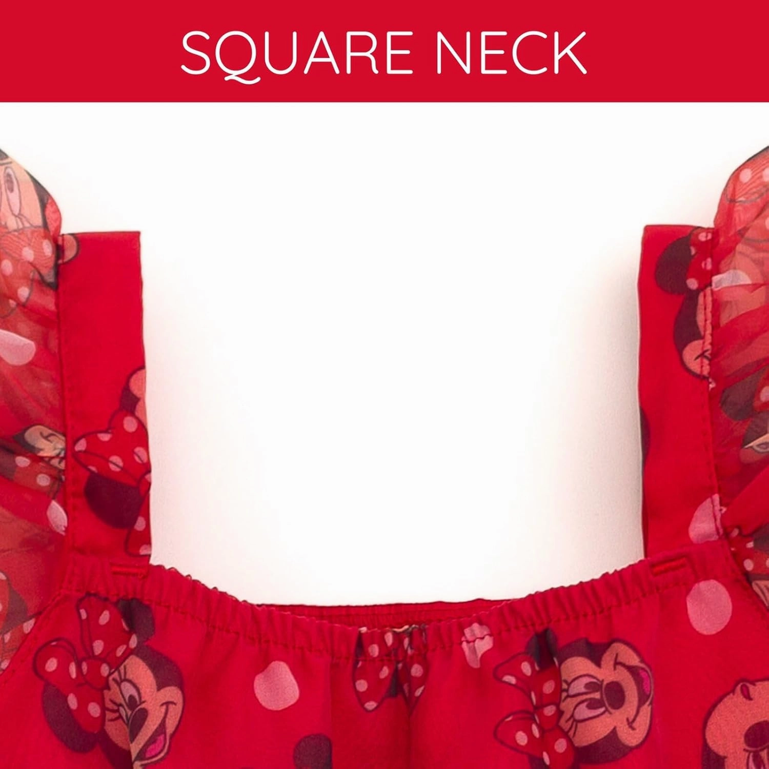 Disney Girls Square Neck Organza Dress Toddler to Big Kid Sizes (2T - 14-16)