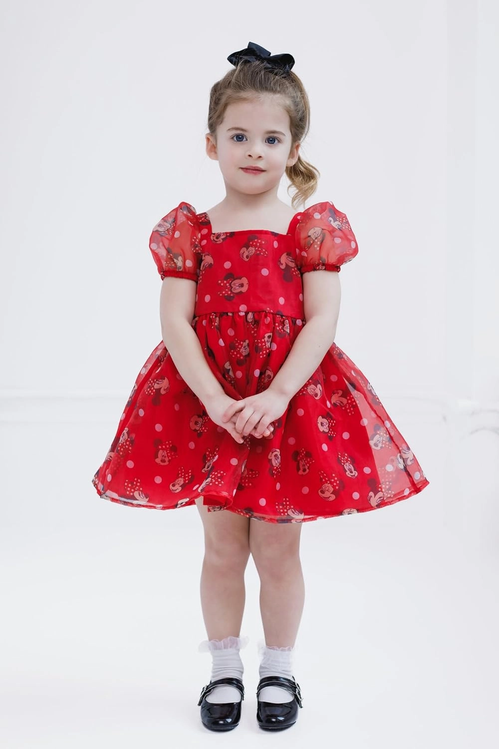 Disney Girls Square Neck Organza Dress Toddler to Big Kid Sizes (2T - 14-16)