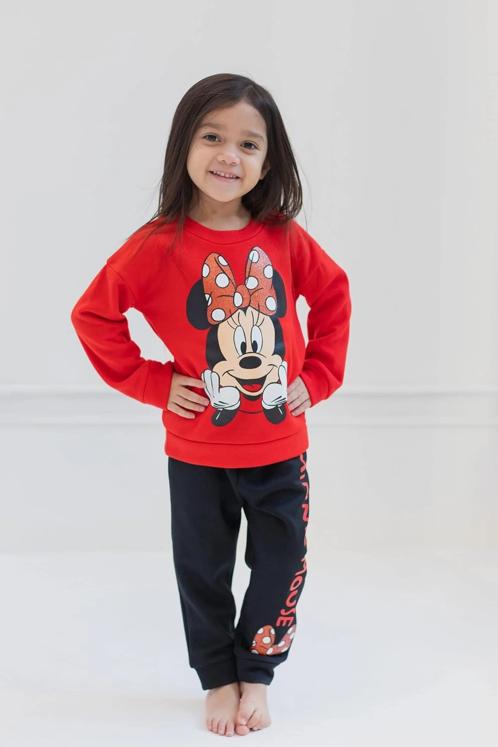 Disney Minnie Mouse Fleece Sweatshirt and Pants Outfit Set Newborn to Big Kid Sizes (Newborn - 14-16)