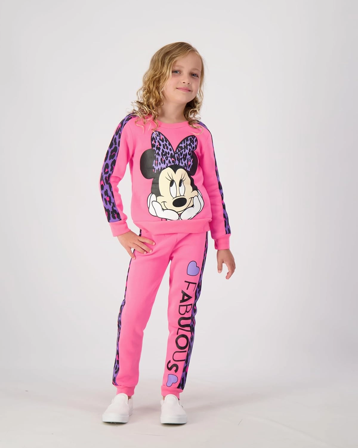 Disney Minnie Mouse Girls Sweatshirt and Pants Set for Toddler and Little Kids