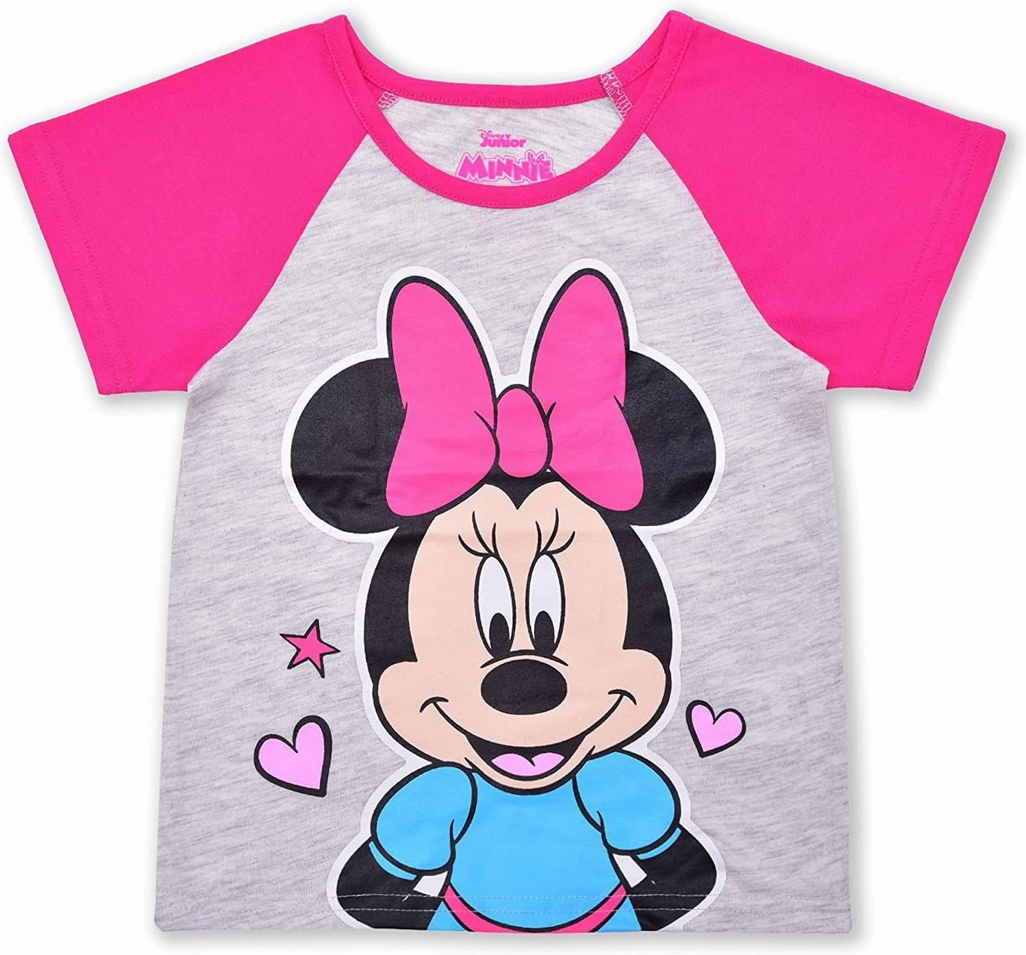 Disney Minnie Mouse Girls’ T-Shirt and Short Set for Infant, Toddler and Little Kids – Pink/Grey